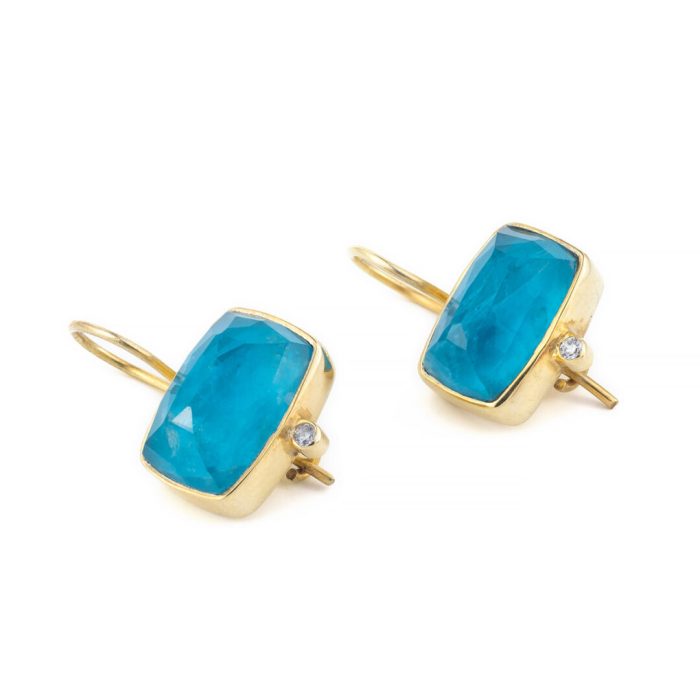 Aqua Apatite Doublet Hook Earrings - Image 1