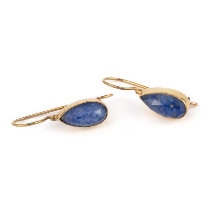 Sterling Silver Gold Plated Lapis Lazuli Doublet Earrings - Image 1