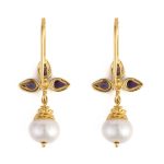 Amethyst and Pearl Dangle Earrings - Image 3