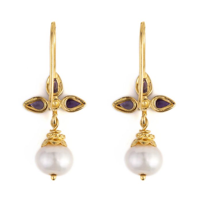 Amethyst and Pearl Dangle Earrings - Image 3