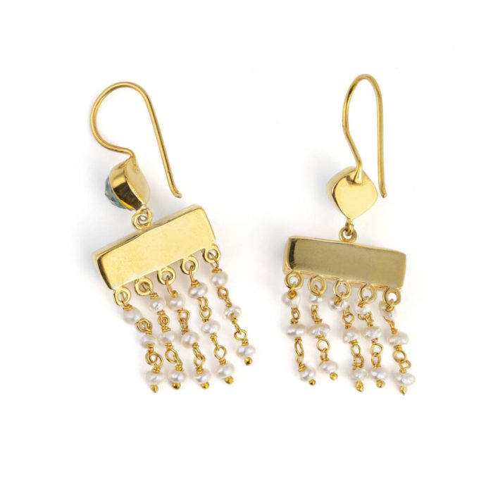 Amazonite and Pearls Dangle Earrings - Image 3