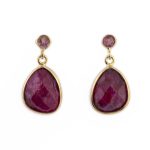 Ruby and Tourmaline Dangle Earrings