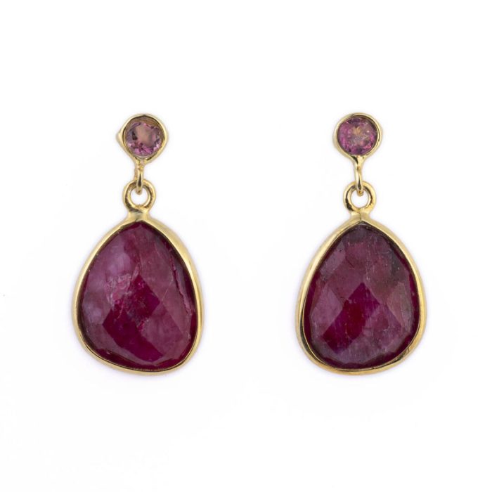 Ruby and Tourmaline Dangle Earrings - Image 1