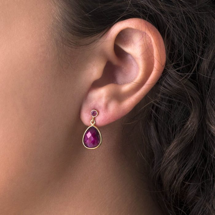 Ruby and Tourmaline Dangle Earrings - Image 2
