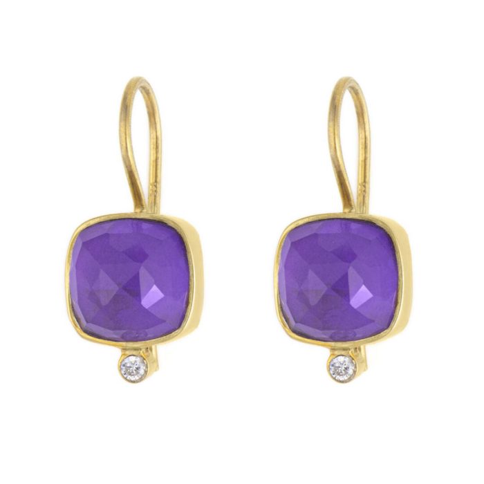 Amethyst Square Dangle Earrings - Image 1