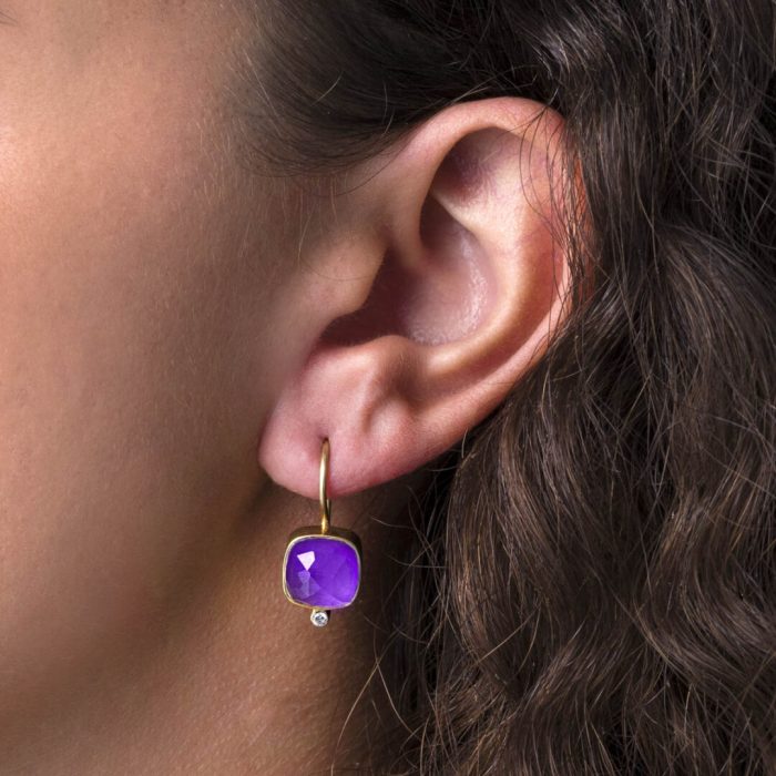 Amethyst Square Dangle Earrings - Image 2