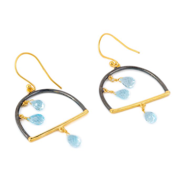 Blue Topaz Jingle bell Earrings - Image 2