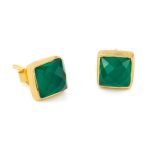 Green Doublet Chalcedony Stud Earrings - Image 2