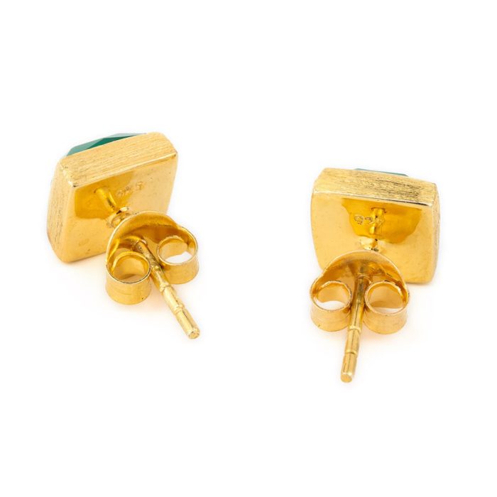 Green Doublet Chalcedony Stud Earrings - Image 3