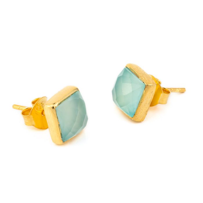 Aqua Chalcedony Stud Earrings - Image 2