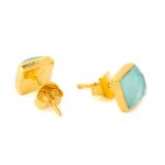 Aqua Chalcedony Stud Earrings - Image 3