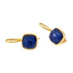 Sterling Silver Gold Plated Lapis Lazuli Doublet Earrings - Image 2