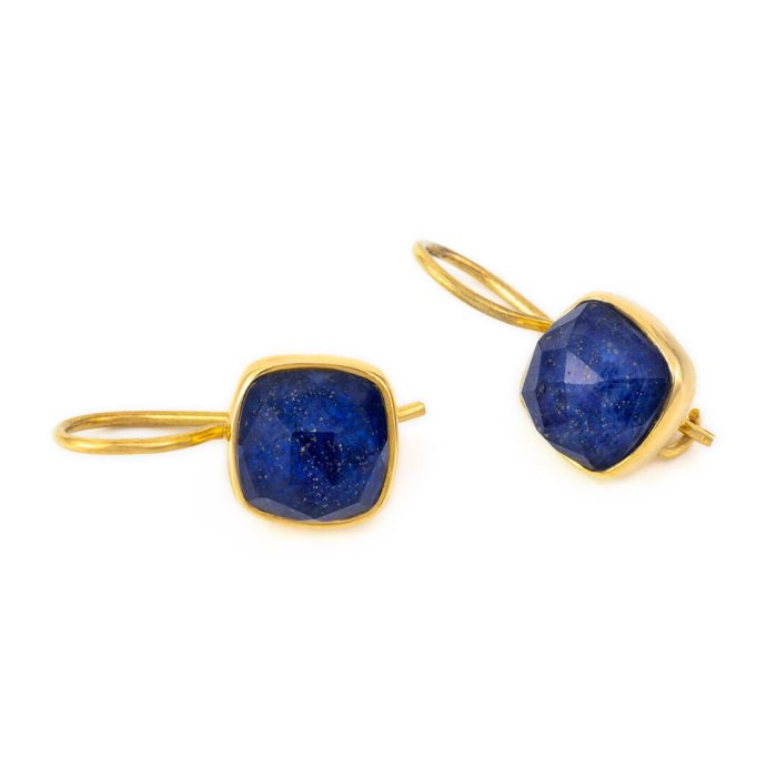 Sterling Silver Gold Plated Lapis Lazuli Doublet Earrings - Image 2