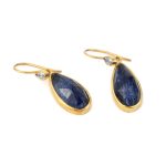 Sterling Silver Gold Plated Sodalite Dangle Earrings - Image 2