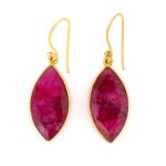 Sterling Silver Gold Plated Rubinite Dangle Earrings - Image 3