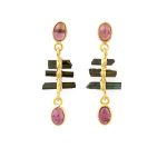 Tourmaline Drop Earrings - 925 Sterling Silver and Gold Plated