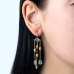 Blue Topaz Long Earrings - Sterling Silver and Gold Plated - Image 2
