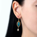 Teardrop Green Copper Earrings - 925 Sterling Silver - Image 2