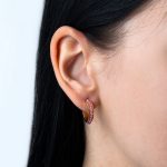 Amazonite Stud Earrings - 925 Sterling Silver and Gold Plated - Image 2