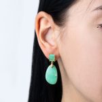 Chrysoprase Dangle Earrings - 925 Sterling Silver and Gold Plated - Image 2