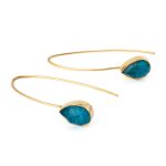 Sterling Silver Gold Plated Apatite Doublet Hook Earrings - Image 4