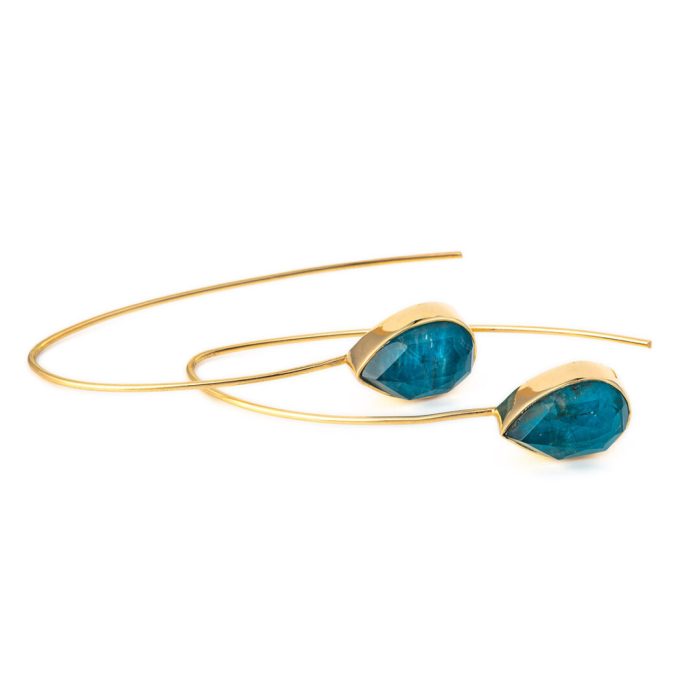 Sterling Silver Gold Plated Apatite Doublet Hook Earrings - Image 2