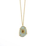 Aqua Chalcedony Stone Necklace - Sterling Silver and Gold Plated