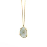 Aqua Chalcedony Stone Necklace - Sterling Silver and Gold Plated - Image 3