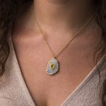 Aqua Chalcedony Stone Necklace - Sterling Silver and Gold Plated - Image 2