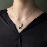 925 Sterling Silver and Gold Plated Necklace with Blue Glass Engaving - Image 2