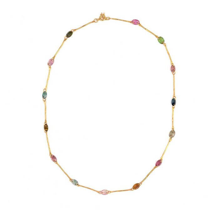 925 Sterling Silver and Gold Plated Tourmaline Necklace - Image 2