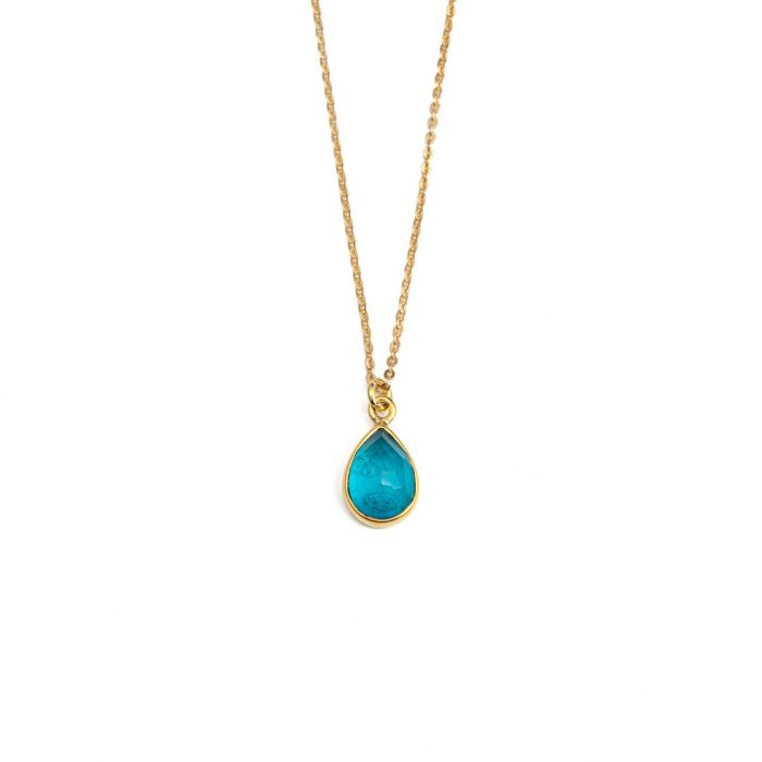 Tear Drop Pariba Necklace - 925 Sterling Silver and Gold Plated - Image 1