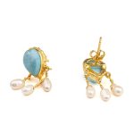 Larimar Chandelier Pearl Earrings - Image 3