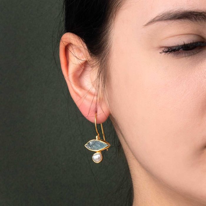 Aquamarine and Pearl Earrings - Image 2