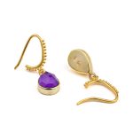 Σκουλαρίκια Αμέθυστος Σταγόνα – Επιχρυσωμένο Ασήμι 925 - Image 3