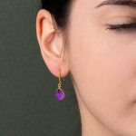 Σκουλαρίκια Αμέθυστος Σταγόνα – Επιχρυσωμένο Ασήμι 925 - Image 2