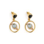 London Blue Topaz Circle Earrings with Zircon