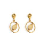 London Blue Topaz Circle Earrings with Zircon - 925 Sterling Silver and Gold Plated - Image 3