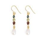 London Topaz and Peridot Dangle Earrings - 925 Sterling Silver and Gold Plated