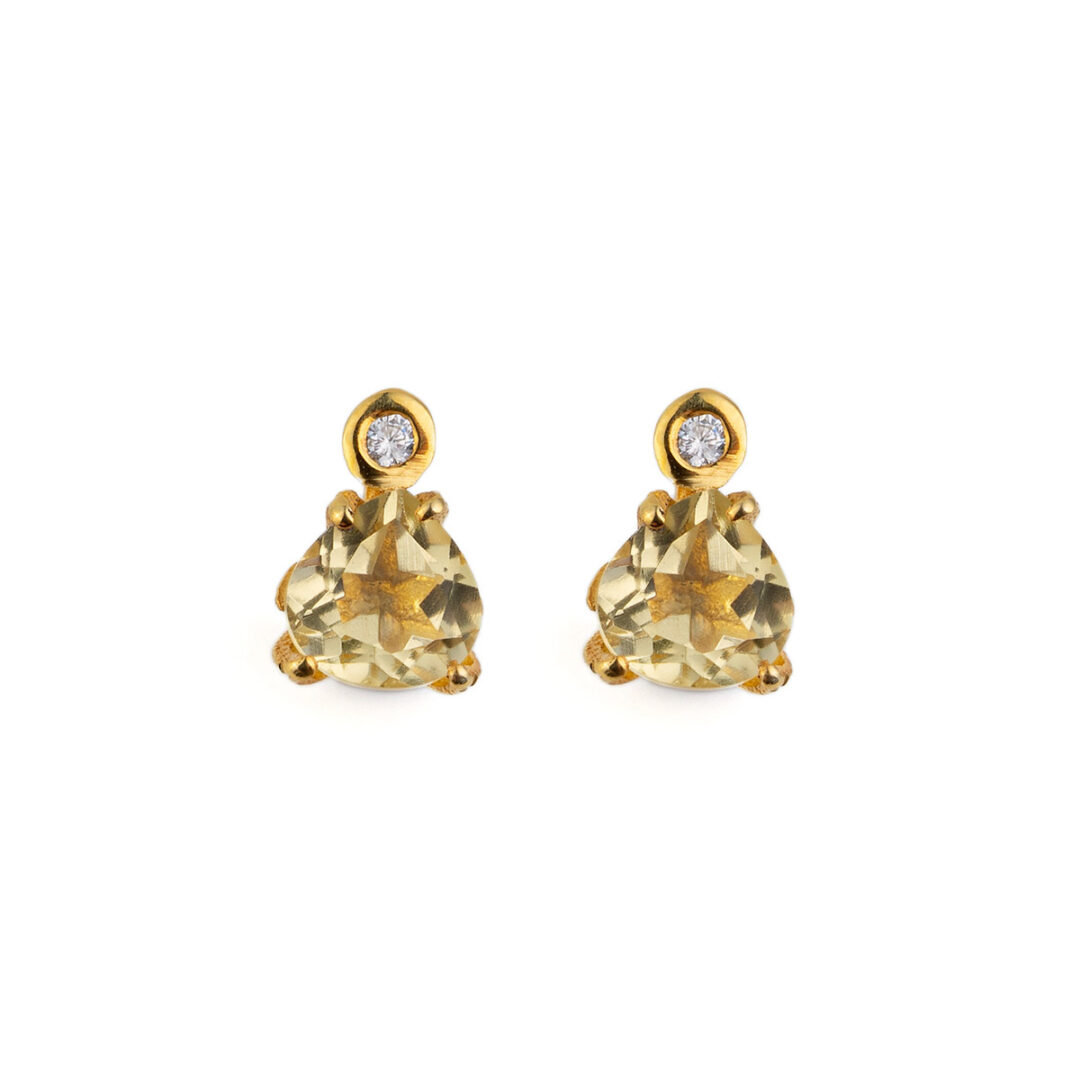 EI-SK-08439016-1 Καρφωτά Σκουλαρίκια Lemon Quartz - Επιχρυσωμένο Ασήμι 925 - Image 1