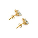 Blue Topaz Zircon Stud Earrings - 925 Sterling Silver and Gold Plated - Image 2