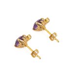 Amethyst Zircon Stud Earrings - 925 Sterling Silver and Gold Plated - Image 2