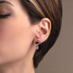 Lapis Circle Earrings with Zircon - 925 Sterling Silver and Gold Plated - Image 2