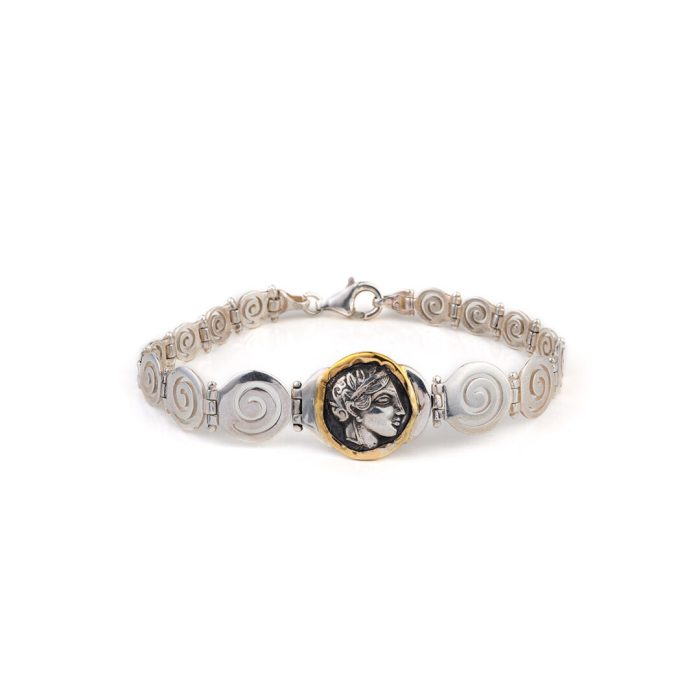 Goddess Athena Spiral Bracelet - 14K gold and Sterling Silver - Image 1