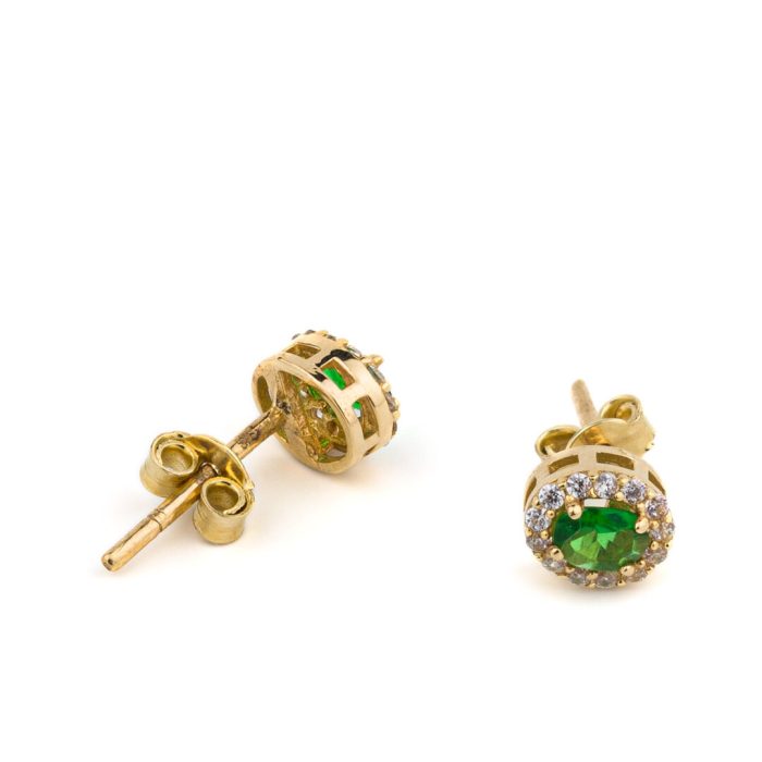 Green Zircon Stud Earrings – 14K Gold - Image 3