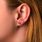 Green Zircon Stud Earrings – 14K Gold - Image 2