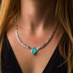 Greek Key Necklace with Amazonite - 14K Gold and 925 Sterling Silver - Image 2