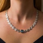 Lapis Lazuli Spiral Necklace- 14K Gold and 925 Sterling Silver - Image 2