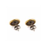 Phaistos Disc Earrings  – 925 Sterling Silver and 14K Gold - Image 2