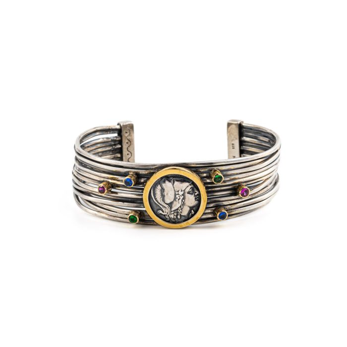 Goddess Athena Cuff Bracelet - 18K Gold and 925 Sterling Silver - Image 1